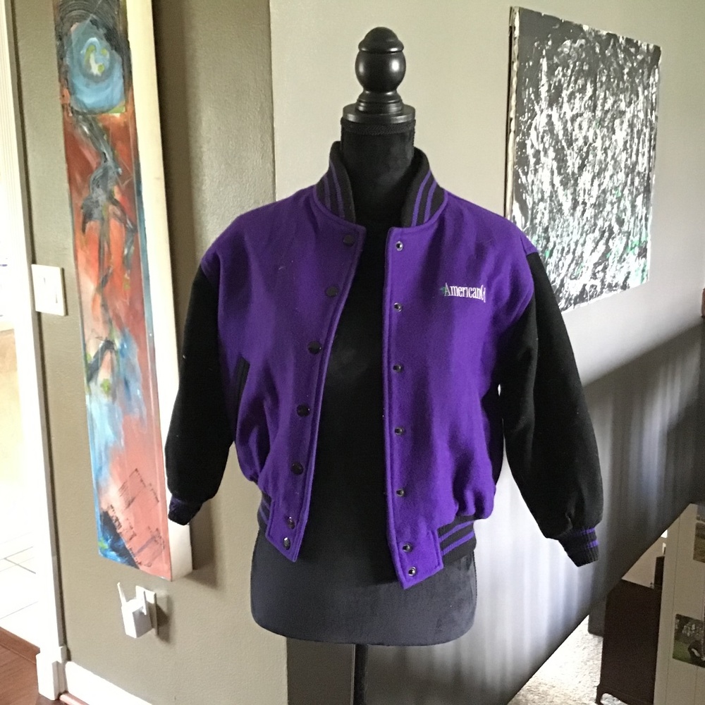 Vintage American girl baseball jacket, purple